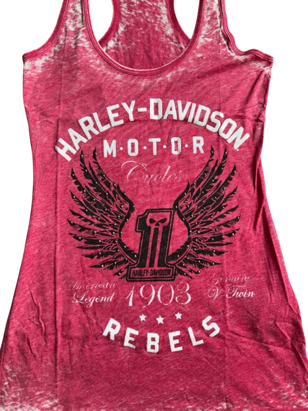 Harley-Davidson Pink Racerback Studded Rebels Tank Top - Picture 3 of 6